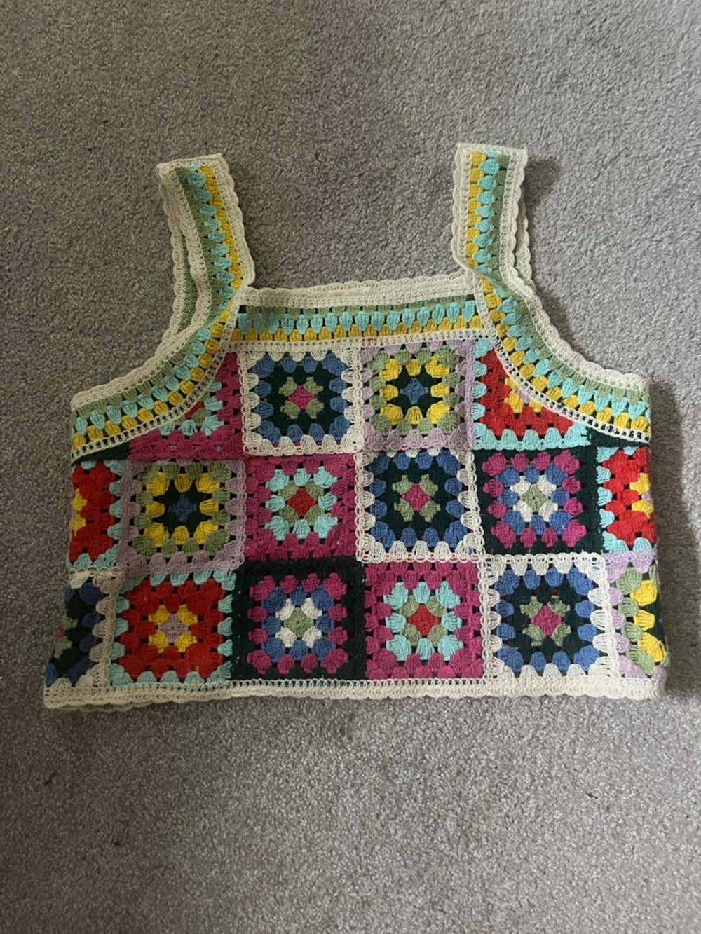 En Creme knitted crochet top